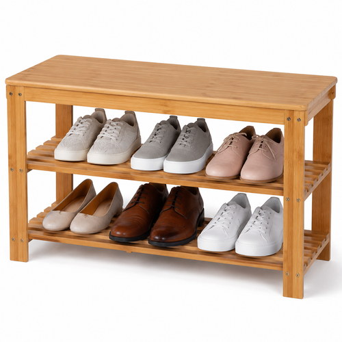 2-Tier Bamboo Shoe Rack Bench
