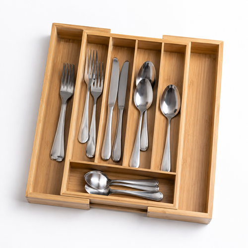 Expandable Bamboo Cutlery Tray